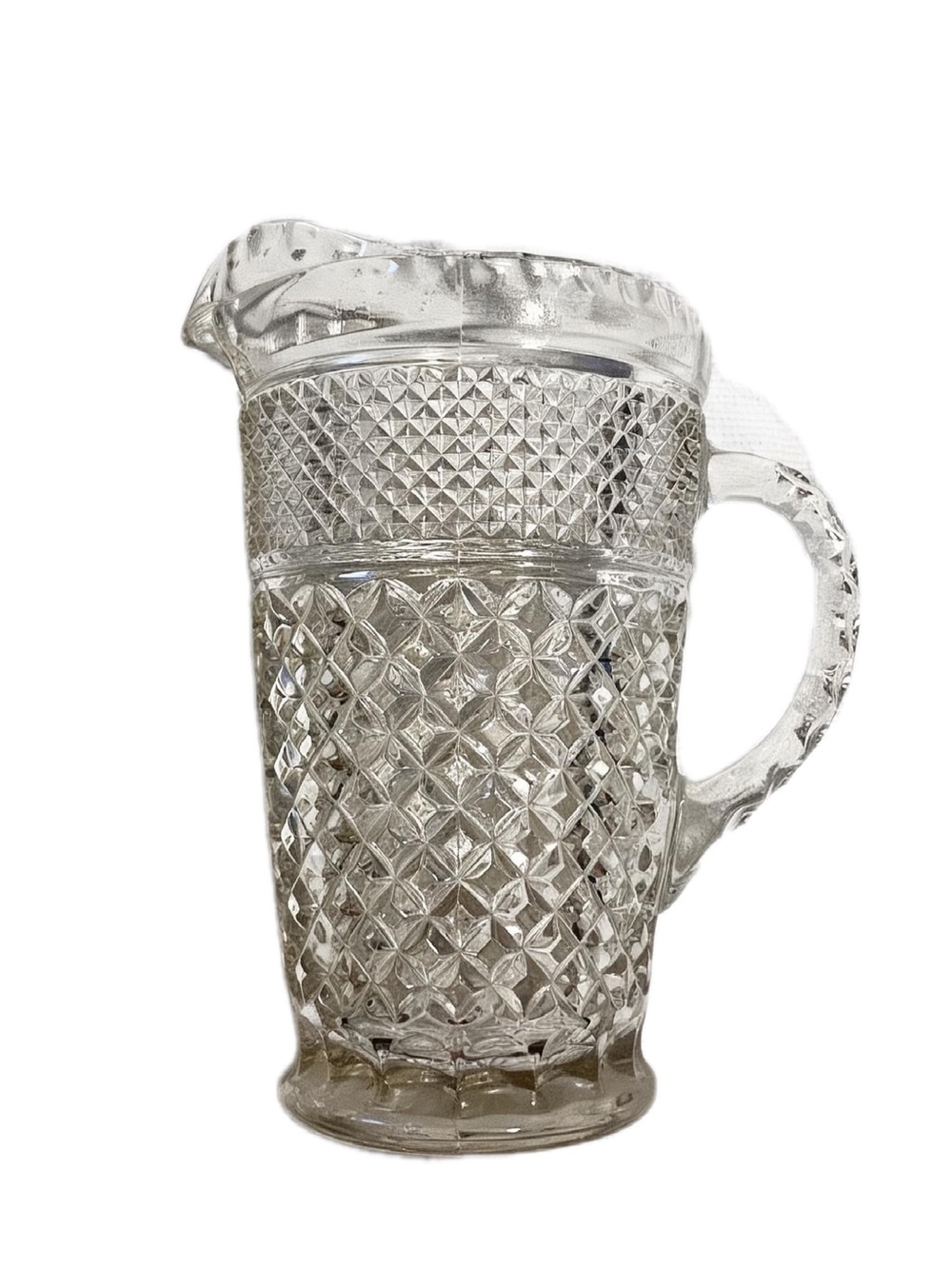 Vintage Anchor Hocking Wexford Glass Pitcher-64oz Diamond Mid-Century Modern